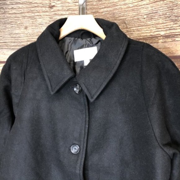 Woman Within Size 20W Wool Blend Black Trench Coat - Picture 2 of 6